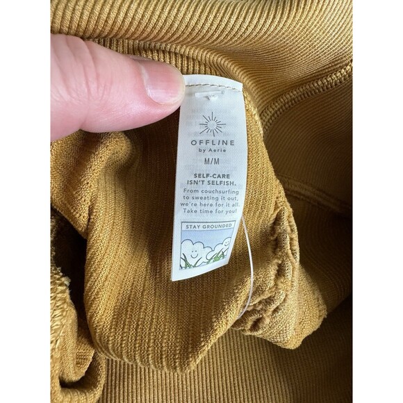 Aerie OFFLINE Medium Seamless Cable High Waisted 7/8 Leggings Washed Gold NWT - Picture 10 of 12